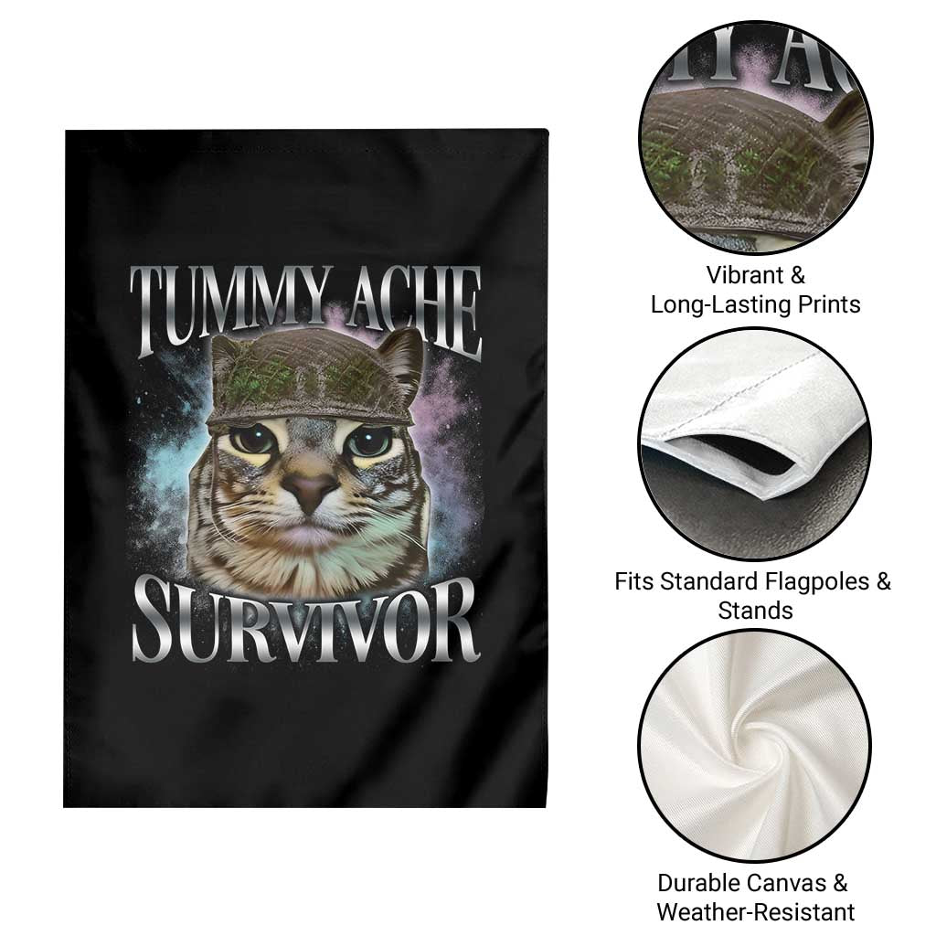 Tummy Ache Survivor Cat Meme Garden Flag Vintage 90s Graphic Funny Stomach Issues Bootleg TS10 Print Your Wear