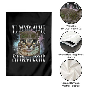 Tummy Ache Survivor Cat Meme Garden Flag Vintage 90s Graphic Funny Stomach Issues Bootleg TS10 Print Your Wear