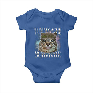 Tummy Ache Survivor Cat Meme Baby Onesie Vintage 90s Graphic Funny Stomach Issues Bootleg TS10 Royal Blue Print Your Wear