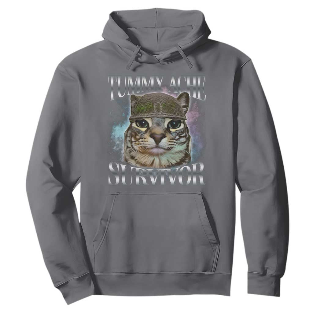 Tummy Ache Survivor Cat Meme Hoodie Vintage 90s Graphic Funny Stomach Issues Bootleg TS10 Charcoal Print Your Wear