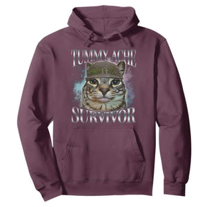 Tummy Ache Survivor Cat Meme Hoodie Vintage 90s Graphic Funny Stomach Issues Bootleg TS10 Maroon Print Your Wear