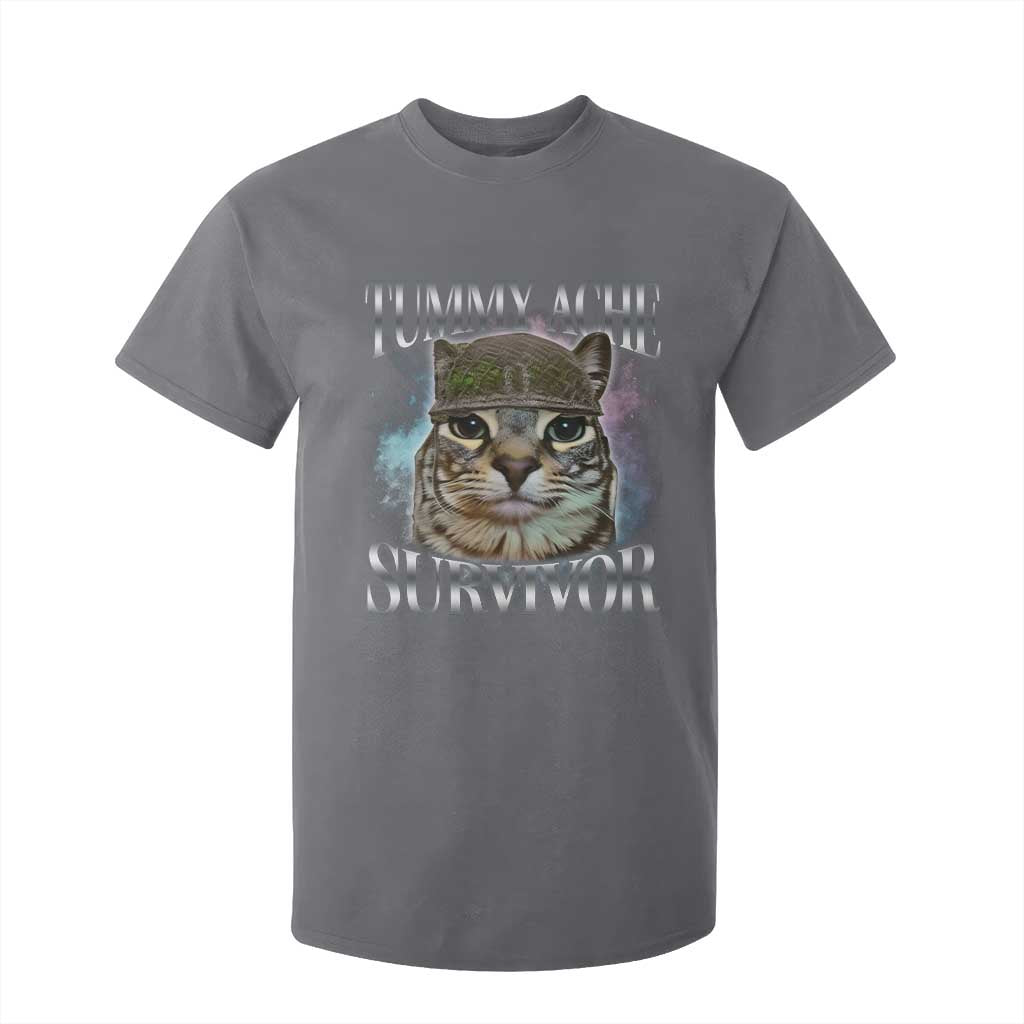 Tummy Ache Survivor Cat Meme T Shirt For Kid Vintage 90s Graphic Funny Stomach Issues Bootleg TS10 Charcoal Print Your Wear