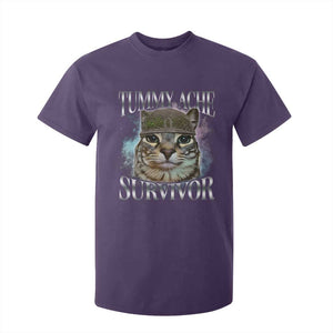 Tummy Ache Survivor Cat Meme T Shirt For Kid Vintage 90s Graphic Funny Stomach Issues Bootleg TS10 Purple Print Your Wear