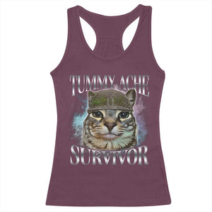 Tummy Ache Survivor Cat Meme Racerback Tank Top Vintage 90s Graphic Funny Stomach Issues Bootleg TS10 Maroon Print Your Wear