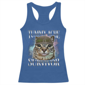 Tummy Ache Survivor Cat Meme Racerback Tank Top Vintage 90s Graphic Funny Stomach Issues Bootleg TS10 Royal Blue Print Your Wear