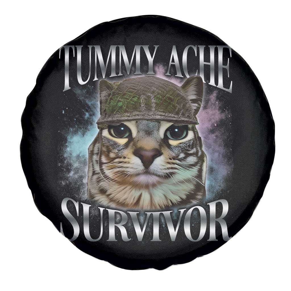 Tummy Ache Survivor Cat Meme Spare Tire Cover Vintage 90s Graphic Funny Stomach Issues Bootleg TS10 Print Your Wear