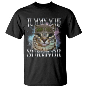 Tummy Ache Survivor Cat Meme T Shirt Vintage 90s Graphic Funny Stomach Issues Bootleg TS10 Black Print Your Wear