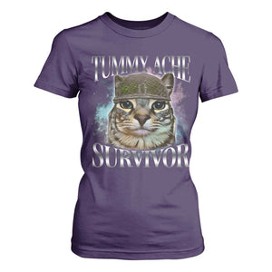Tummy Ache Survivor Cat Meme T Shirt For Women Vintage 90s Graphic Funny Stomach Issues Bootleg TS10 Purple Print Your Wear