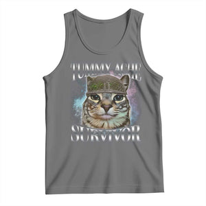 Tummy Ache Survivor Cat Meme Tank Top Vintage 90s Graphic Funny Stomach Issues Bootleg TS10 Black Heather Print Your Wear