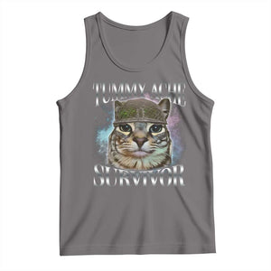 Tummy Ache Survivor Cat Meme Tank Top Vintage 90s Graphic Funny Stomach Issues Bootleg TS10 Deep Heather Print Your Wear