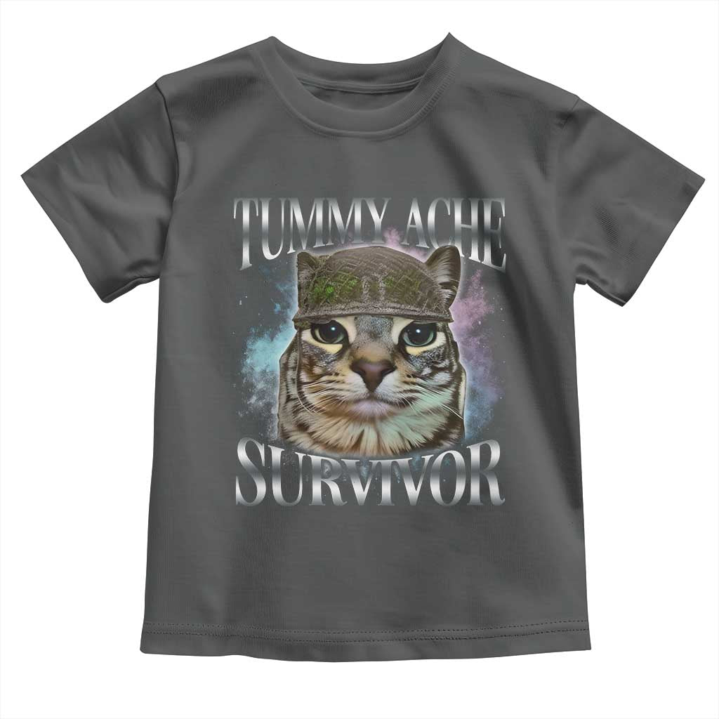 Tummy Ache Survivor Cat Meme Toddler T Shirt Vintage 90s Graphic Funny Stomach Issues Bootleg TS10 Dark Heather Print Your Wear