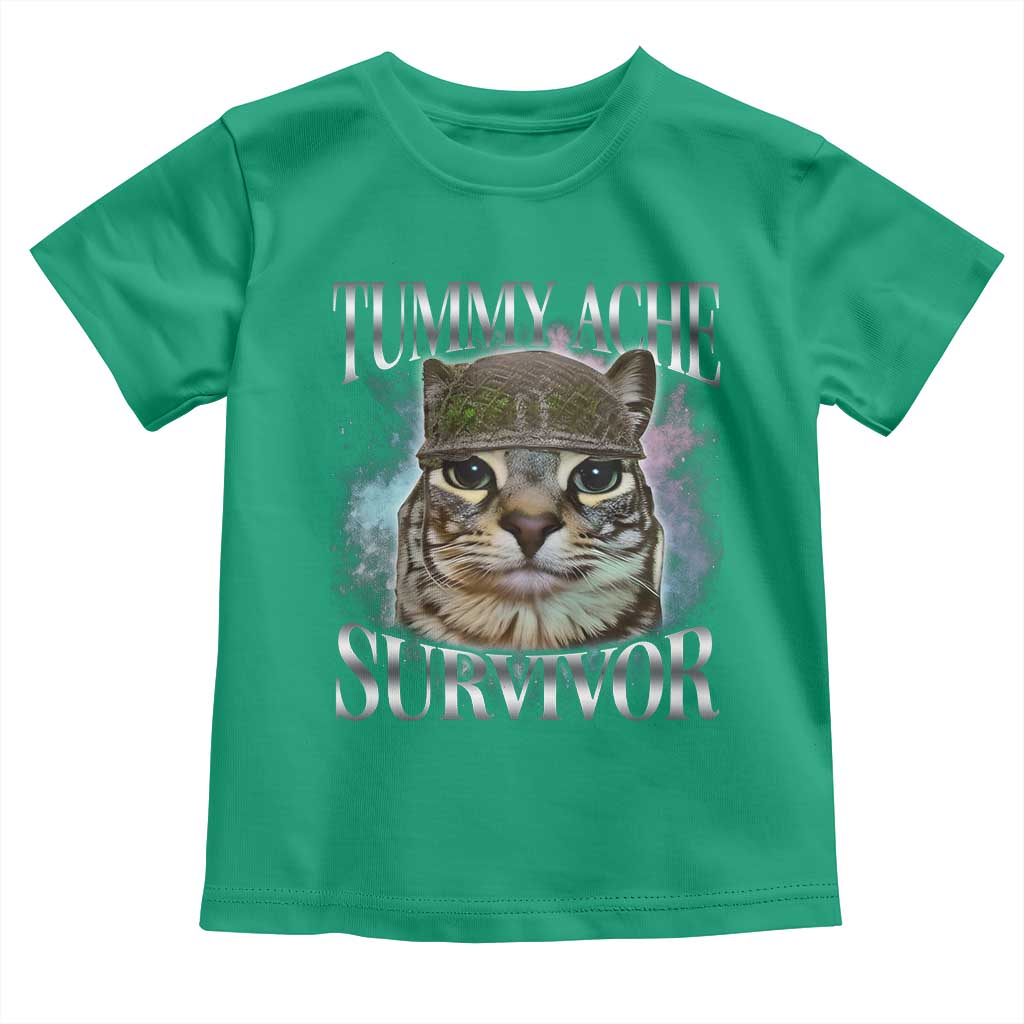 Tummy Ache Survivor Cat Meme Toddler T Shirt Vintage 90s Graphic Funny Stomach Issues Bootleg TS10 Irish Green Print Your Wear