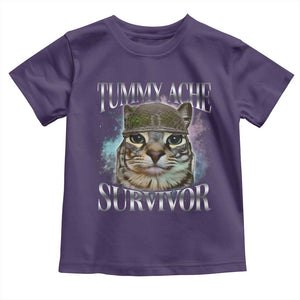 Tummy Ache Survivor Cat Meme Toddler T Shirt Vintage 90s Graphic Funny Stomach Issues Bootleg TS10 Purple Print Your Wear