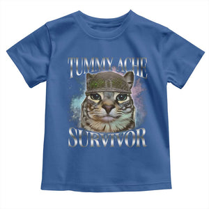 Tummy Ache Survivor Cat Meme Toddler T Shirt Vintage 90s Graphic Funny Stomach Issues Bootleg TS10 Royal Blue Print Your Wear