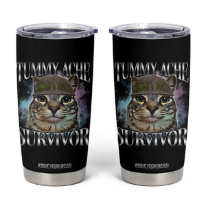 Tummy Ache Survivor Cat Meme Tumbler Cup Vintage 90s Graphic Funny Stomach Issues Bootleg TS10 Black Print Your Wear