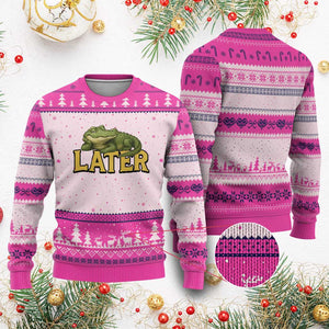 See You Later Alligator Ugly Christmas Sweater Funny Teacher Meme Viral Quote TS10 Hot Pink Print Your Wear
