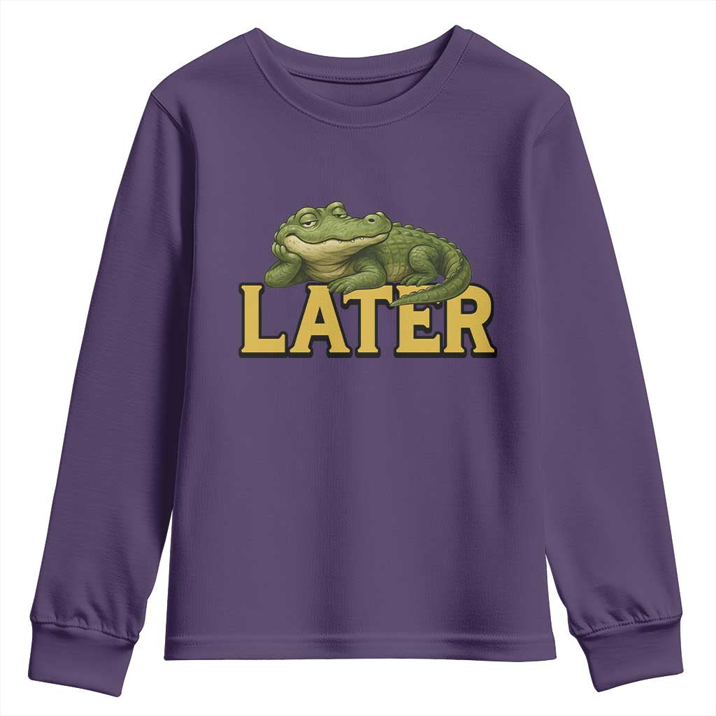 See You Later Alligator Youth Sweatshirt Funny Teacher Meme Viral Quote TS10 Purple Print Your Wear