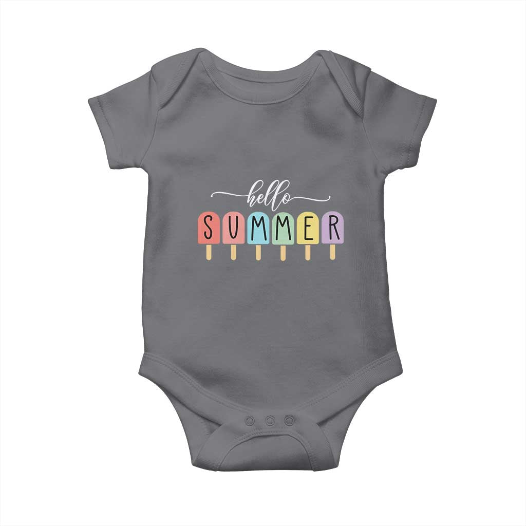 Hello Summer Vacation Ice Cream Popsicle Ice Lolly Baby Onesie TS10 Charcoal Print Your Wear