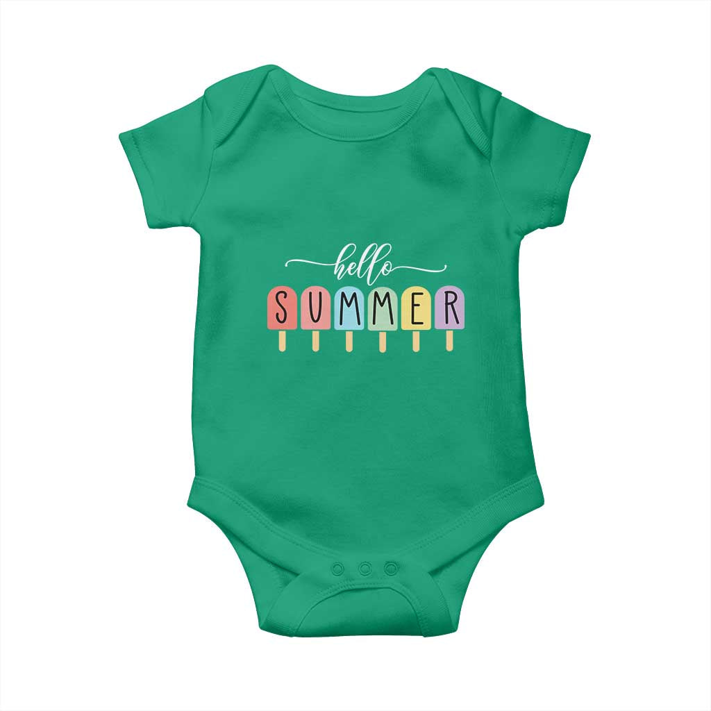 Hello Summer Vacation Ice Cream Popsicle Ice Lolly Baby Onesie TS10 Irish Green Print Your Wear