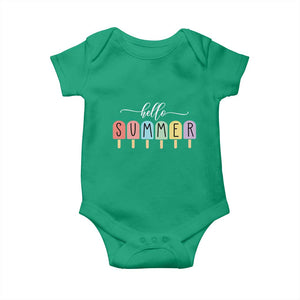 Hello Summer Vacation Ice Cream Popsicle Ice Lolly Baby Onesie TS10 Irish Green Print Your Wear