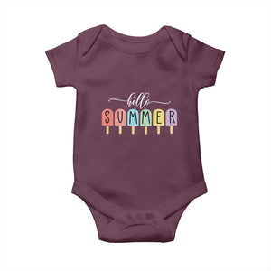 Hello Summer Vacation Ice Cream Popsicle Ice Lolly Baby Onesie TS10 Maroon Print Your Wear
