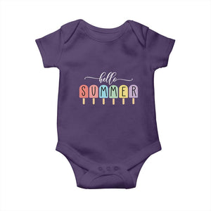 Hello Summer Vacation Ice Cream Popsicle Ice Lolly Baby Onesie TS10 Purple Print Your Wear