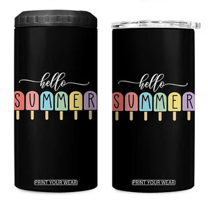 Hello Summer Vacation Ice Cream Popsicle Ice Lolly 4 in 1 Can Cooler Tumbler TS10 One Size: 16 oz Black Print Your Wear