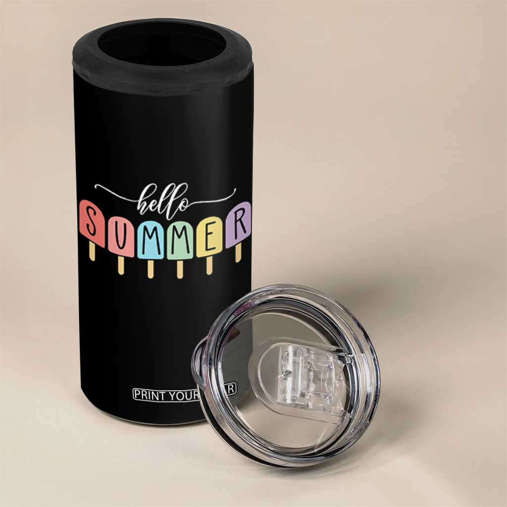 Hello Summer Vacation Ice Cream Popsicle Ice Lolly 4 in 1 Can Cooler Tumbler TS10 Print Your Wear
