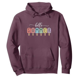 Hello Summer Vacation Ice Cream Popsicle Ice Lolly Hoodie TS10 Maroon Print Your Wear