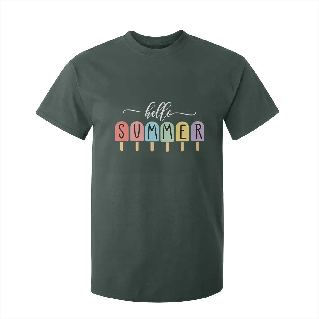Hello Summer Vacation Ice Cream Popsicle Ice Lolly T Shirt For Kid TS10 Dark Forest Green Print Your Wear