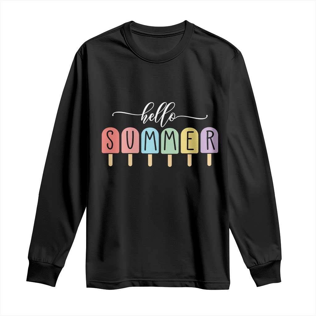 Hello Summer Vacation Ice Cream Popsicle Ice Lolly Long Sleeve Shirt TS10 Black Print Your Wear