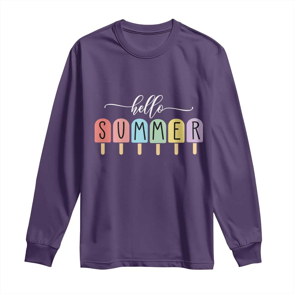 Hello Summer Vacation Ice Cream Popsicle Ice Lolly Long Sleeve Shirt TS10 Purple Print Your Wear