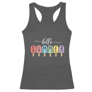 Hello Summer Vacation Ice Cream Popsicle Ice Lolly Racerback Tank Top TS10 Dark Heather Print Your Wear