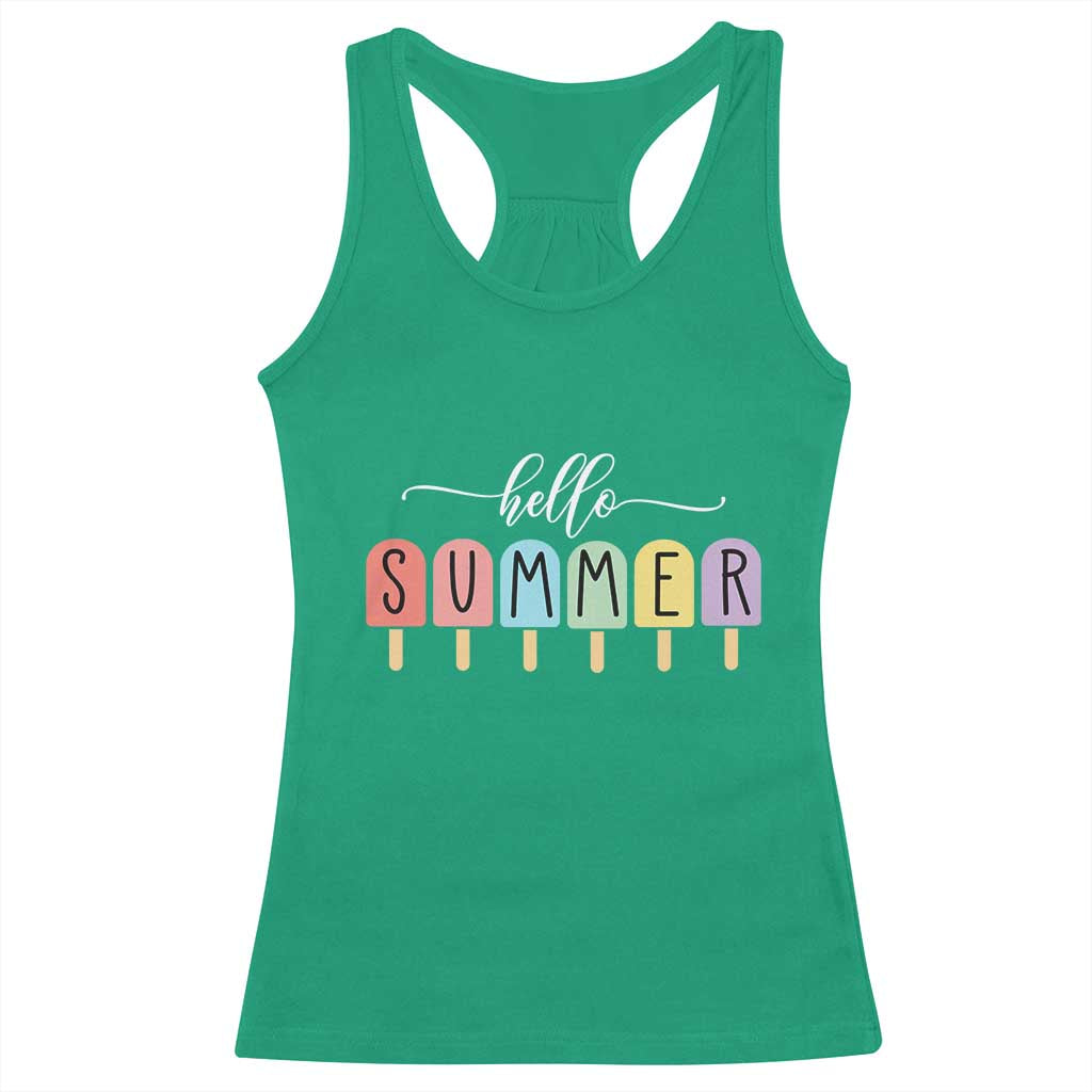 Hello Summer Vacation Ice Cream Popsicle Ice Lolly Racerback Tank Top TS10 Irish Green Print Your Wear