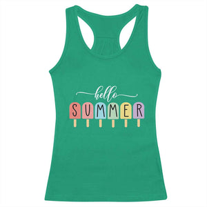 Hello Summer Vacation Ice Cream Popsicle Ice Lolly Racerback Tank Top TS10 Irish Green Print Your Wear