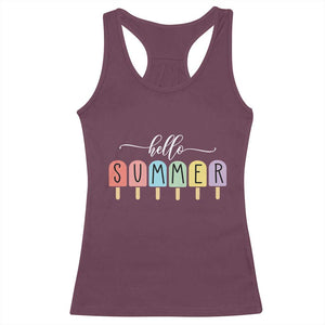 Hello Summer Vacation Ice Cream Popsicle Ice Lolly Racerback Tank Top TS10 Maroon Print Your Wear