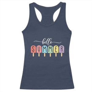 Hello Summer Vacation Ice Cream Popsicle Ice Lolly Racerback Tank Top TS10 Navy Print Your Wear
