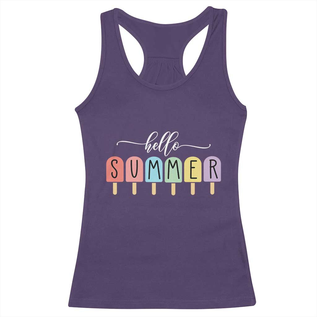 Hello Summer Vacation Ice Cream Popsicle Ice Lolly Racerback Tank Top TS10 Purple Print Your Wear