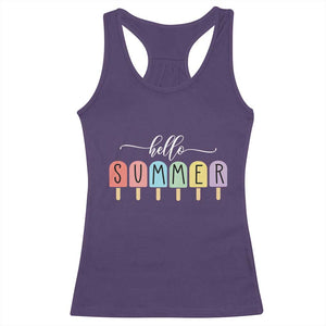 Hello Summer Vacation Ice Cream Popsicle Ice Lolly Racerback Tank Top TS10 Purple Print Your Wear