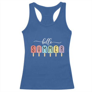 Hello Summer Vacation Ice Cream Popsicle Ice Lolly Racerback Tank Top TS10 Royal Blue Print Your Wear