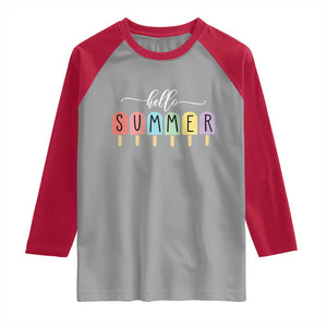 Hello Summer Vacation Ice Cream Popsicle Ice Lolly Raglan Shirt TS10 Sport Gray Red Print Your Wear