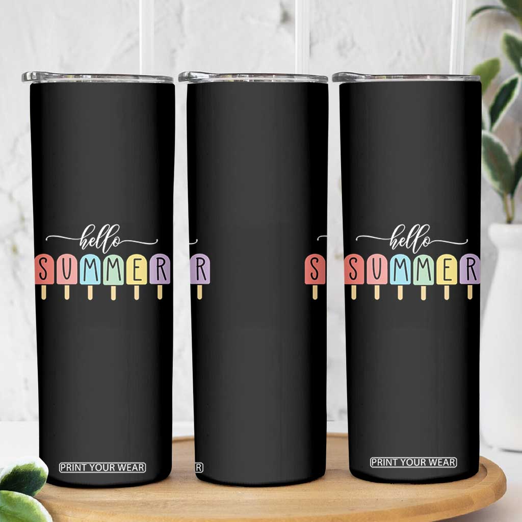 Hello Summer Vacation Ice Cream Popsicle Ice Lolly Skinny Tumbler TS10 Print Your Wear