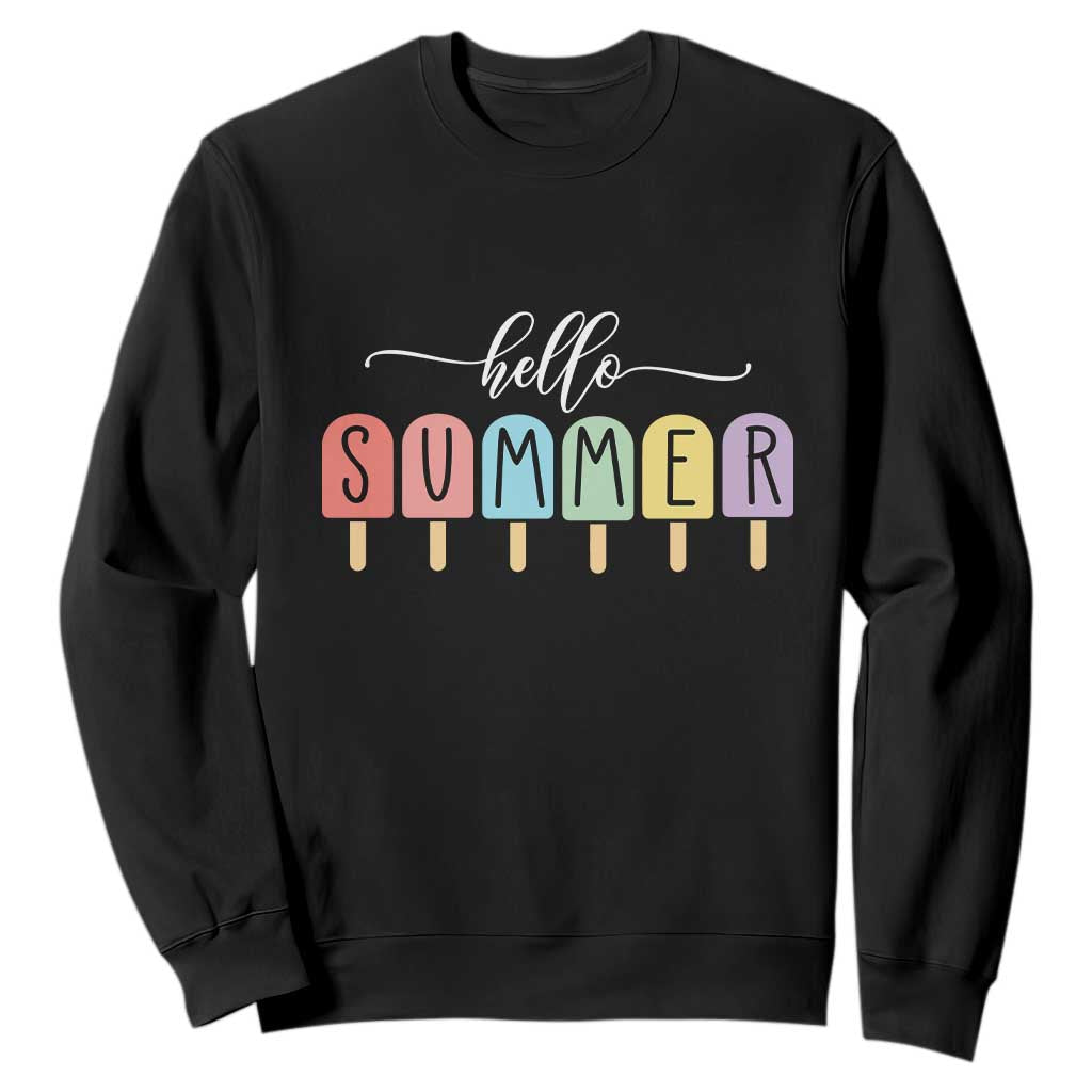 Hello Summer Vacation Ice Cream Popsicle Ice Lolly Sweatshirt TS10 Black Print Your Wear