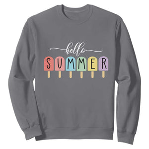 Hello Summer Vacation Ice Cream Popsicle Ice Lolly Sweatshirt TS10 Charcoal Print Your Wear