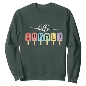 Hello Summer Vacation Ice Cream Popsicle Ice Lolly Sweatshirt TS10 Dark Forest Green Print Your Wear