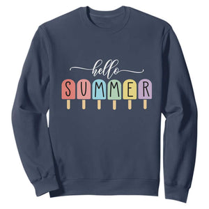 Hello Summer Vacation Ice Cream Popsicle Ice Lolly Sweatshirt TS10 Navy Print Your Wear