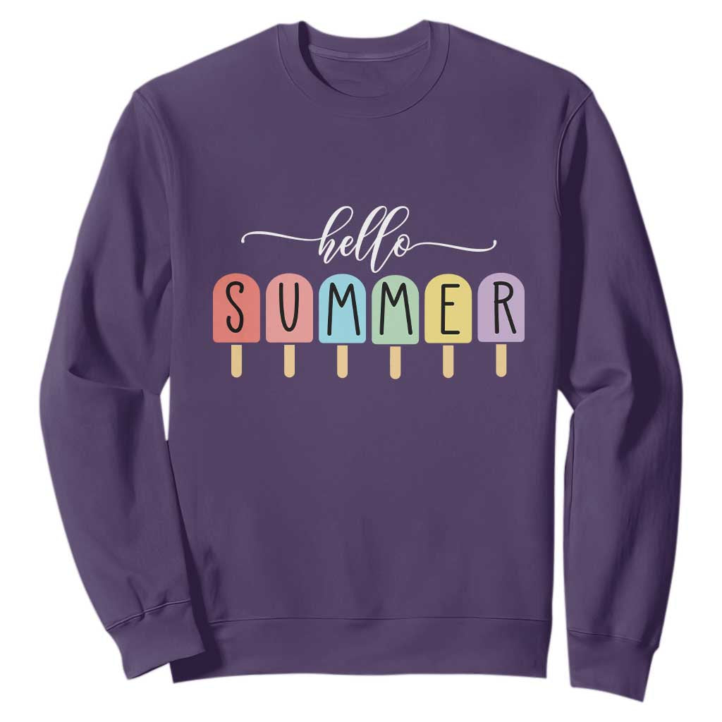 Hello Summer Vacation Ice Cream Popsicle Ice Lolly Sweatshirt TS10 Purple Print Your Wear