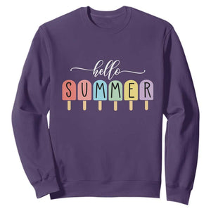 Hello Summer Vacation Ice Cream Popsicle Ice Lolly Sweatshirt TS10 Purple Print Your Wear