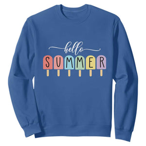 Hello Summer Vacation Ice Cream Popsicle Ice Lolly Sweatshirt TS10 Royal Blue Print Your Wear