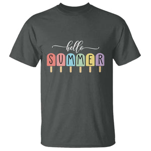 Hello Summer Vacation Ice Cream Popsicle Ice Lolly T Shirt TS10 Dark Heather Print Your Wear